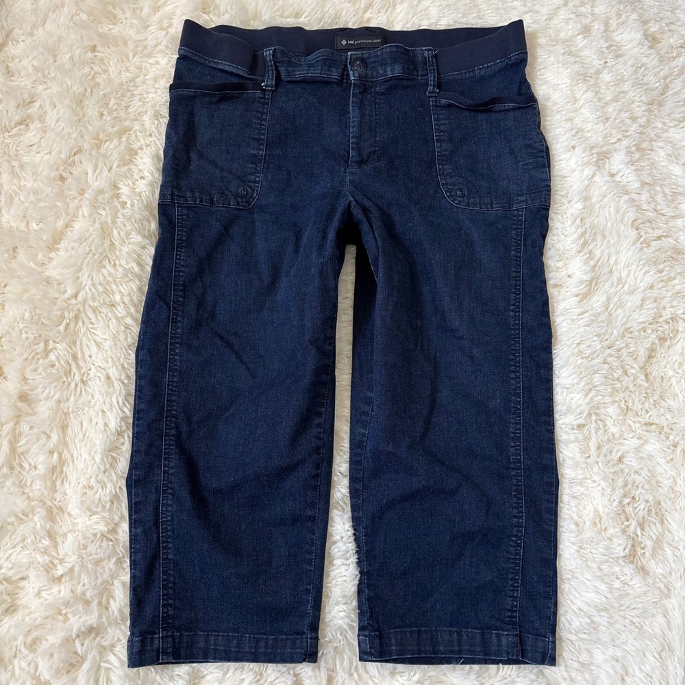 Lee Platinum Label Dark Wash Capri Jeans Knit Waistband Size 14M